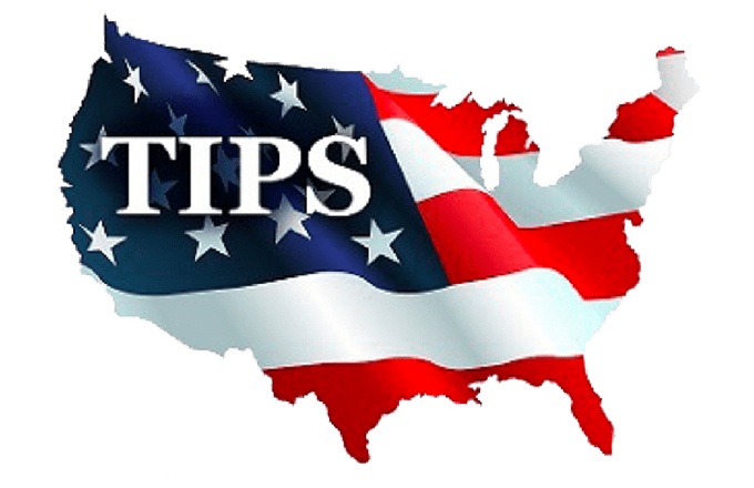 Outline of the shape of the United States with the US flag inside. The word TIPS is on the left hand side. TIPS is a Purchasing Cooperative.