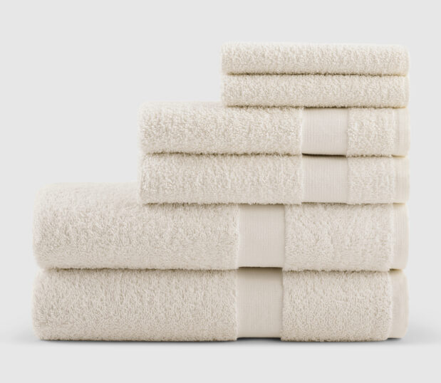 These healthcare towels are vat-dyed for a long-lasting, and fade resistant towel. Shown here in Ecru.