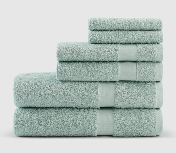 These healthcare towels are vat-dyed for a long-lasting, and fade resistant towel. Shown here in Seafoam.