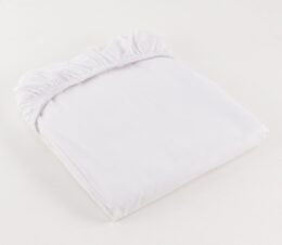 Standard Value Muslin Sheets for hospitals and health systems healthcare bedding. Contour sheet shown folded.