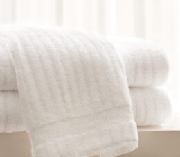 This image is of the Luxury Stripe Towel and wash towel