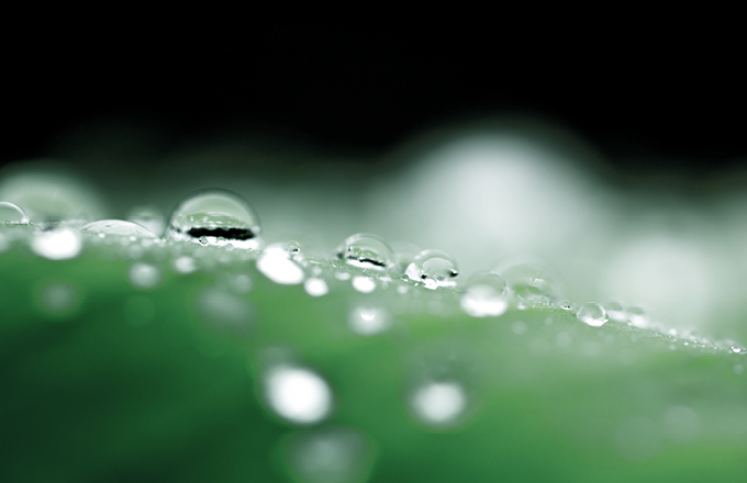 Water droplets on top of surface