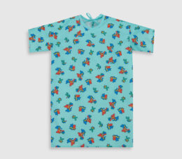 By ChildGuard, this Toddlers Patient Gown is shown in the Aqua Happy Hound Print. It is 100% Polyester and features the Center Back Style.